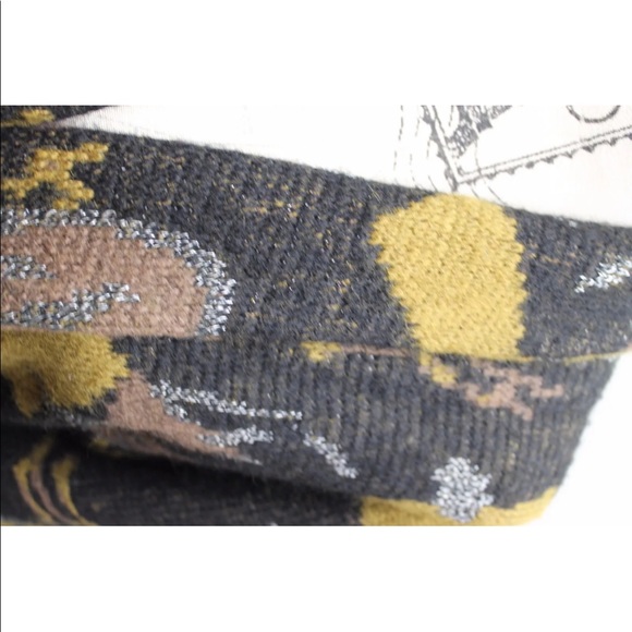 Monte Xerano Women Sweater Coat Over Piece Med Paris Wool Abstract Black Brown - Picture 7 of 11